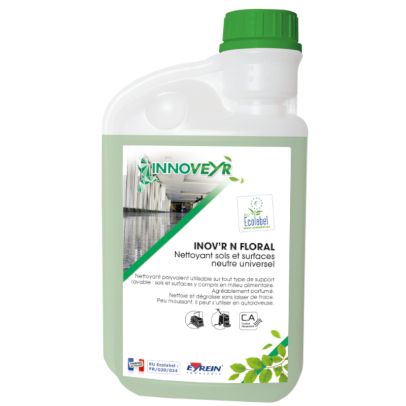 INOV'R N FLORAL - Flacon Doseur 1L- Nettoyant sols et surfaces neutre - ECOLABEL